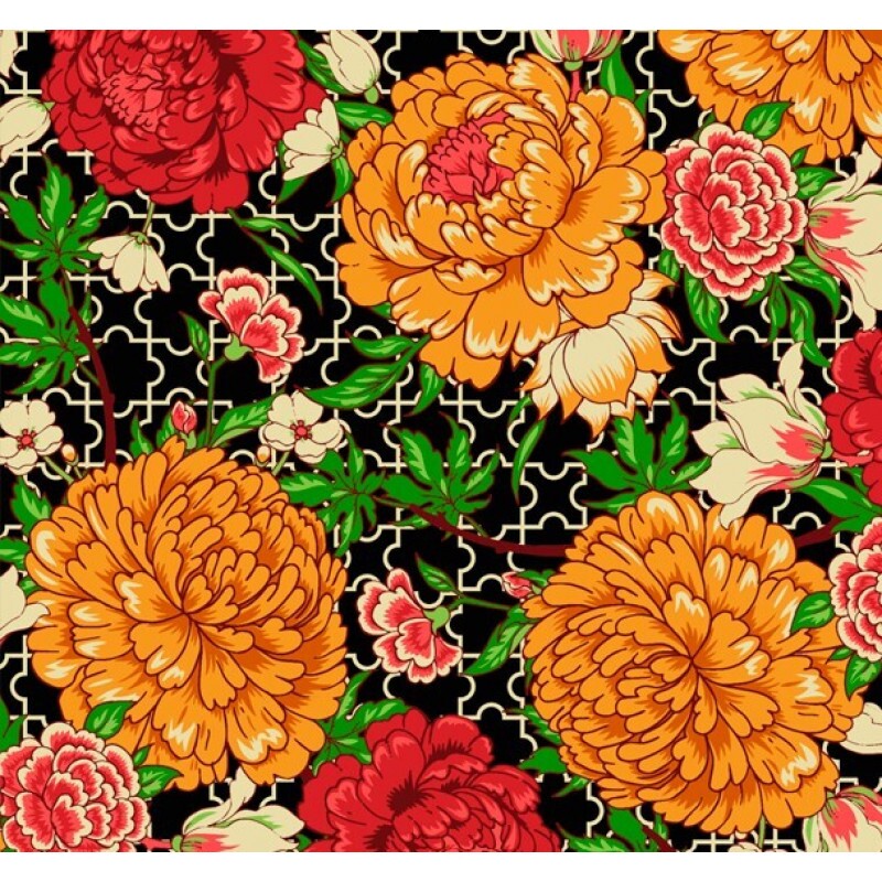 COLEÇÃO CRISANTEMO - CRISANTEMO C/ GEOMETRICO FD PRETO