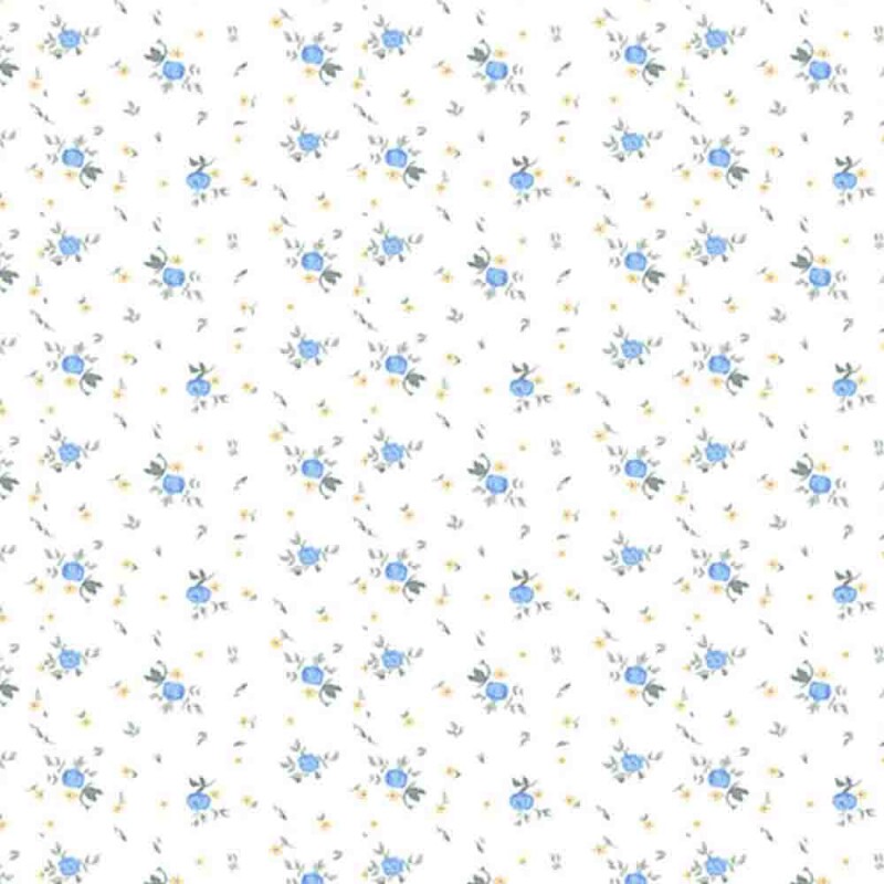 COLEÇÃO ELEGANCE - FLORAL AZUL COM FOLHAS