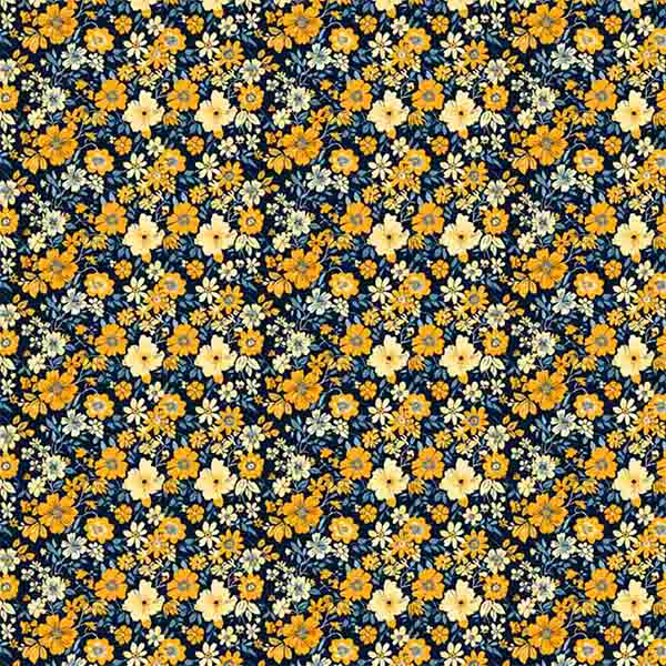 COLEÇÃO SPRING - TRIC. EST. DIGITAL - FLORAL MIUDO AMARELO FD PRETO - ( 87118 var,01 ) - C