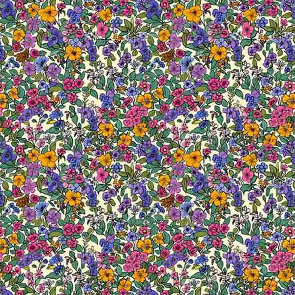 COLEÇÃO SPRING - TRIC. EST. DIGITAL - FLORAL MIUDO FD AMARELO CLARO- ( 87127 var,01 ) - C