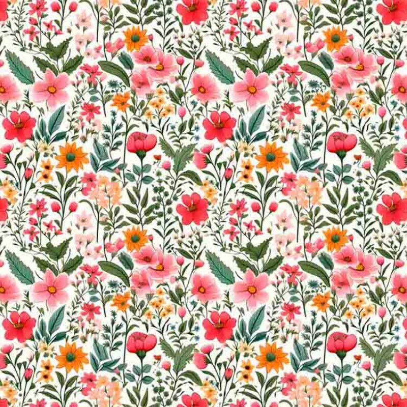 COLEÇÃO SPRING - TRIC. EST. DIGITAL - FLORAL MIUDO ROSA - ( 87129 var,01 ) - C