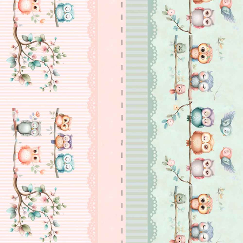 TRICOL. COLEÇÃO CORUJAS - BARRADO DE CORUJAS - 100% ALGODÃO 88415/001