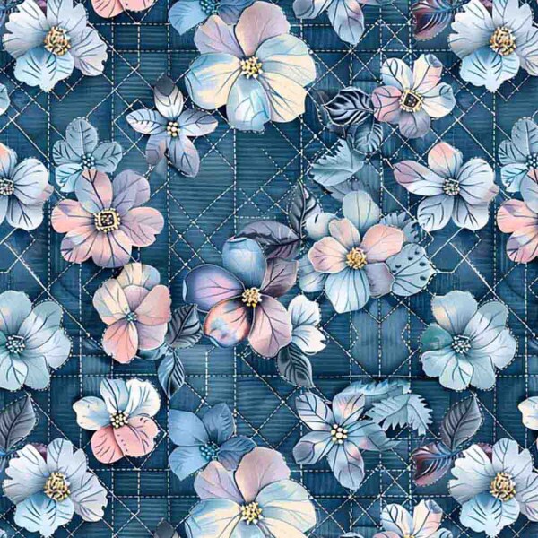 COLEÇÃO JEANS FLORIDO - TRIC. EST. DIGITAL -  FLORAL AZUL CLARO 88805-01