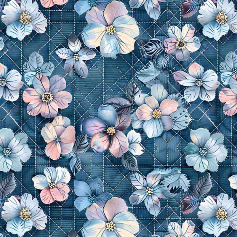 COLEÇÃO JEANS FLORIDO - TRIC. EST. DIGITAL -  FLORAL AZUL CLARO 88805-01