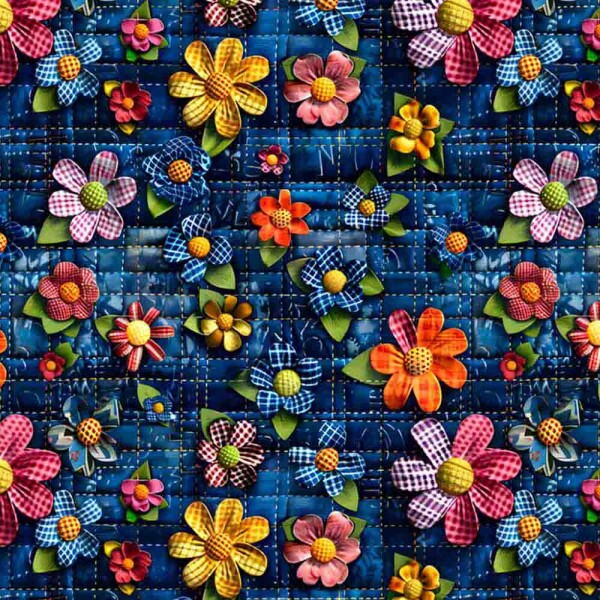 COLEÇÃO JEANS FLORIDO - TRIC. EST. DIGITAL -  FLORAL XADREZ 88807-01