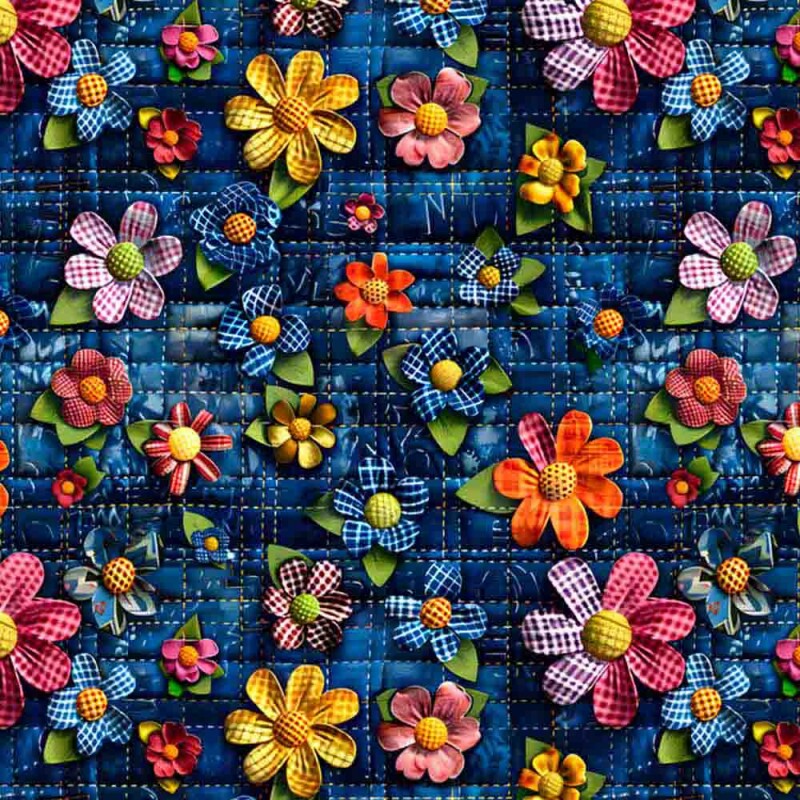 COLEÇÃO JEANS FLORIDO - TRIC. EST. DIGITAL -  FLORAL XADREZ 88807-01
