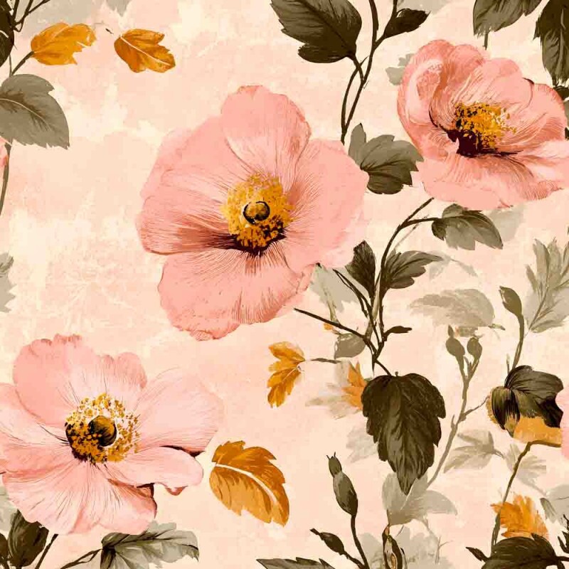 FV25 - COLEÇÃO OLD ROSE - TRIC. EST. DIGITAL - FLORAL AQUARELADO - 92126-001