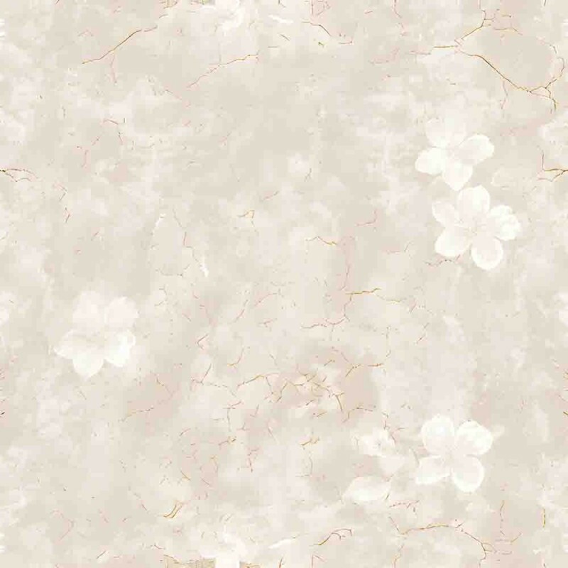 AB25 - COLEÇÃO FLORAL COTTON - TRIC EST DIGITAL - LARG 1,50m - TEXTURA BEGE