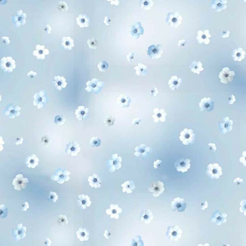 COLEÇÃO SERENITY - TRIC EST DIGITAL - LARG 1,50 - FLORAL ESPACADO FUNDO AZUL - 94077-004