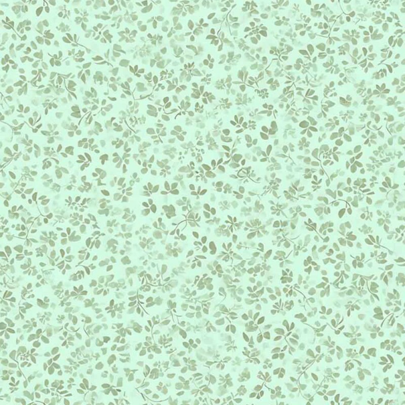 COLEÇÃO SERENITY - TRIC EST DIGITAL - LARG 1,50 - FLORAL MIUDO TEXTURA FUNDO VERDE - 94078-003