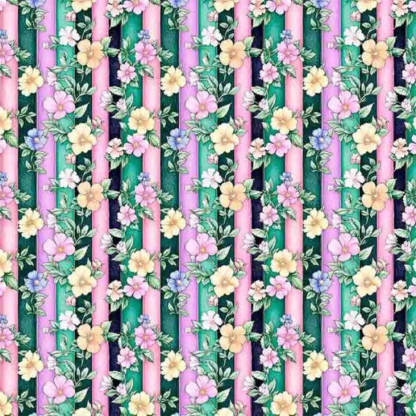 COLEÇÃO GREEN PURPLE - TRIC EST DIGITAL - LARG 1,50 -FLORES C/LISTRA