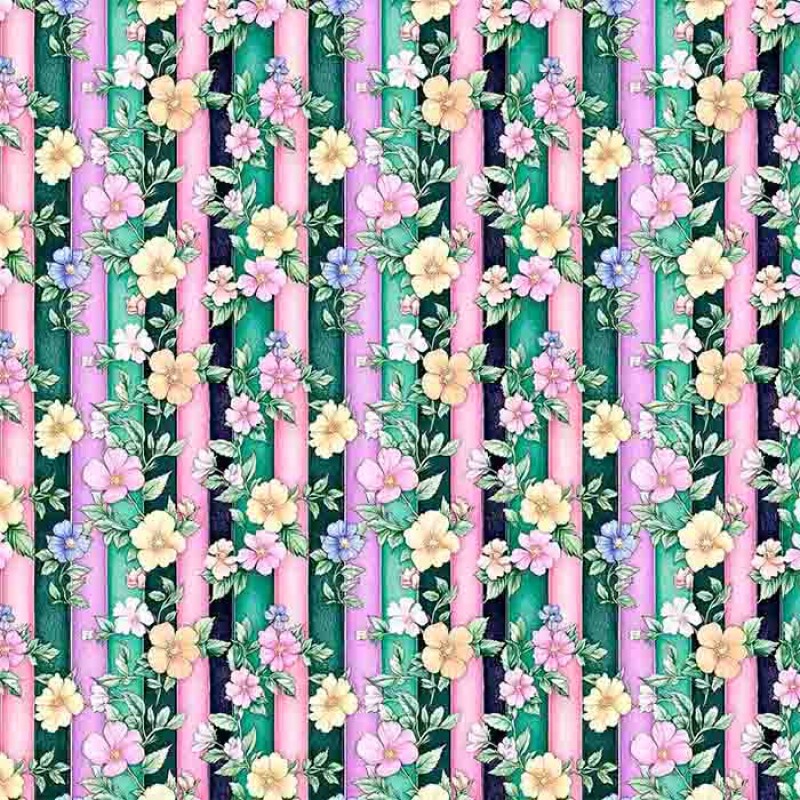 COLEÇÃO GREEN PURPLE - TRIC EST DIGITAL - LARG 1,50 -FLORES C/LISTRA