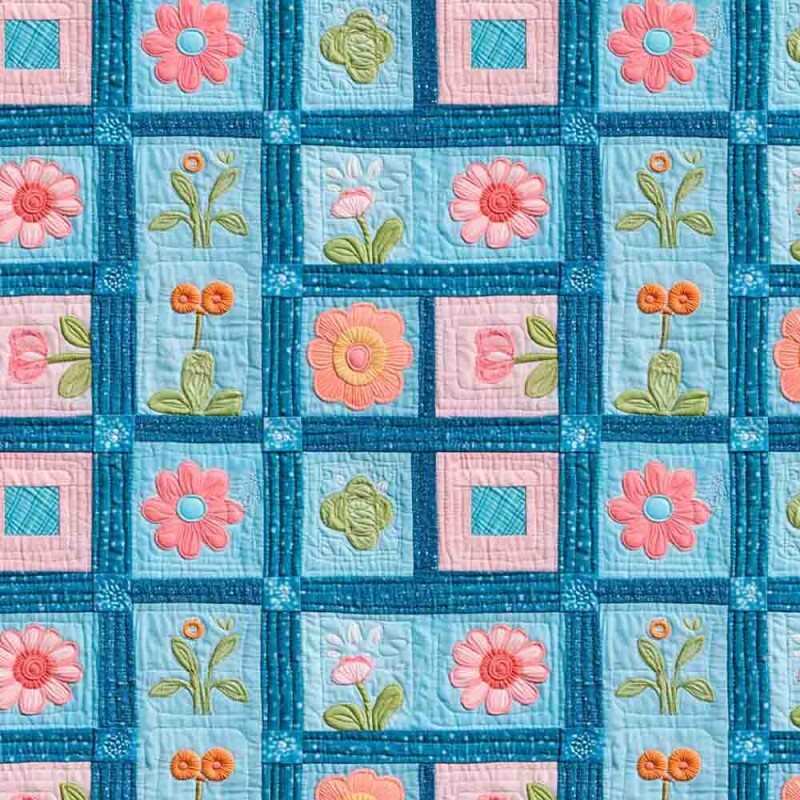 JN25 - TRICOLINE 100% ALGODÃO DIGITAL QUILTED GARDEN - PATCHWORK FLORAL
