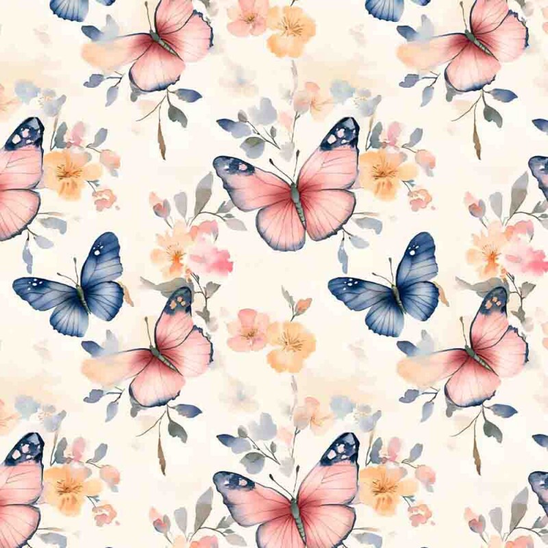 TRICOLINE 100% ALGODÃO DIGITAL  - BUTTERBLUSH - BORBOLETA