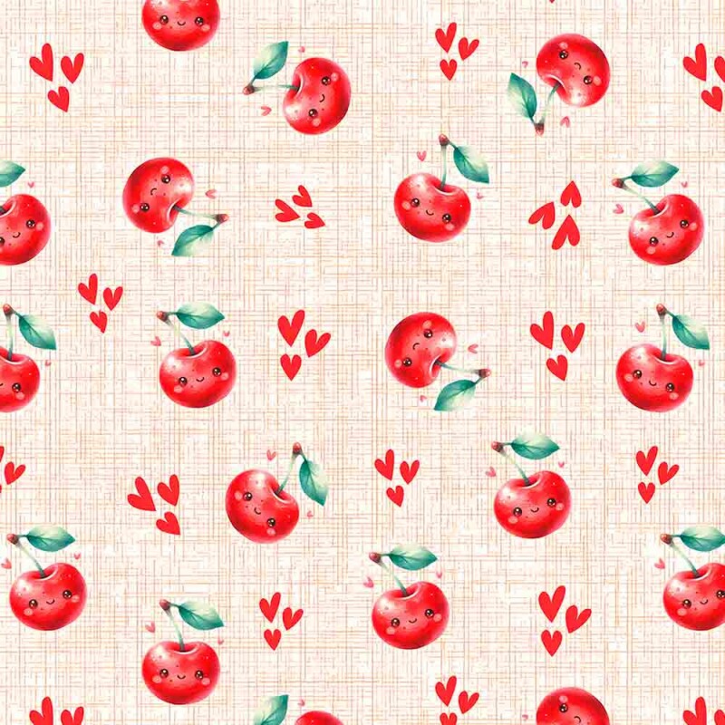 JL25 -TRICOLINE 100% ALGODÃO DIGITAL  - LARG 1,50m - CHERRY KITTIES - CEREJAS