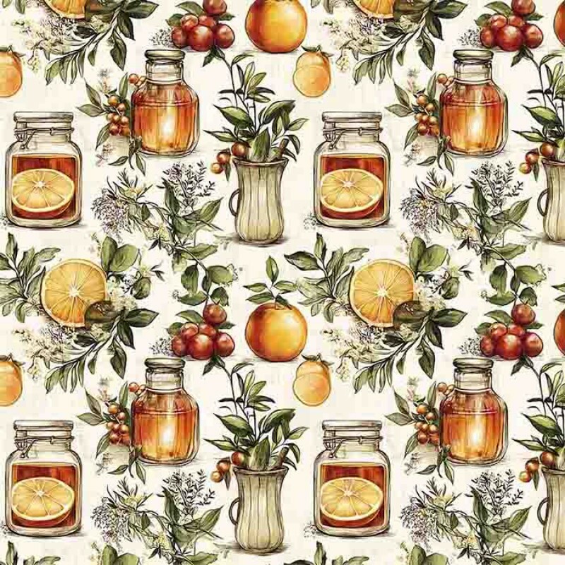 MG25 - TRICOLINE 100% ALGODÃO DIGITAL -COLEÇÃO VINTAGE KITCHEN - POTES E FRUTAS GRANDE 99622/001 MG25 - TRICOLINE 100% ALGODÃO DIGITAL -COLEÇÃO VINTAGE KITCHEN - POTES E FRUTAS GRANDE 99622/001