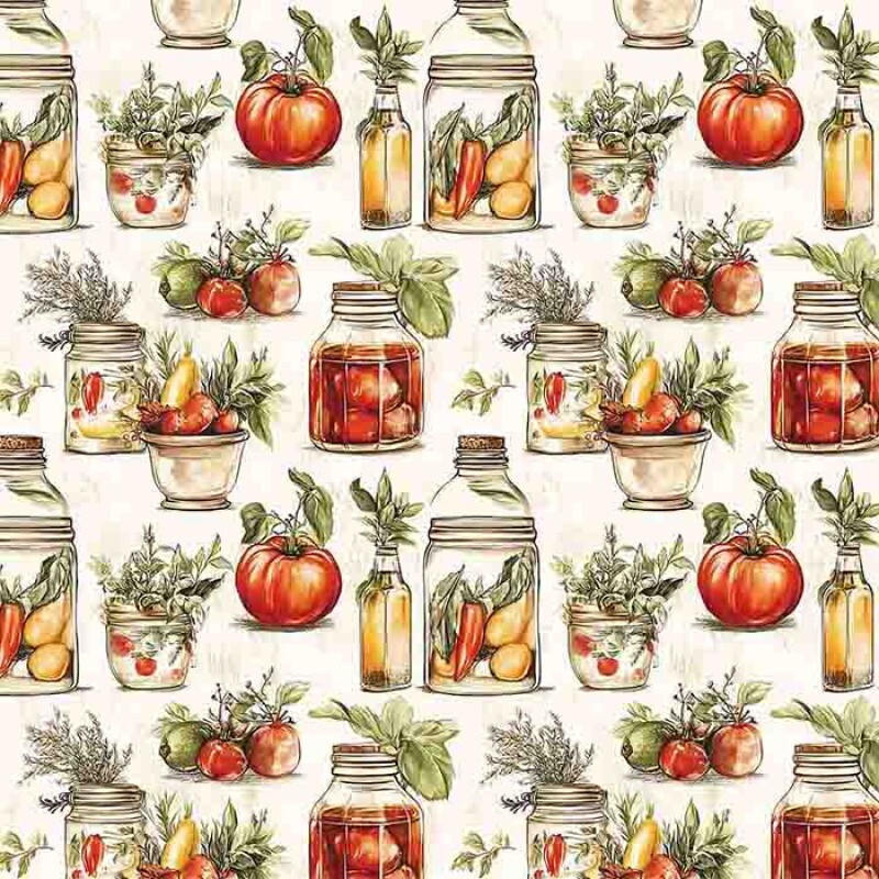 MG25 - TRICOLINE 100% ALGODÃO DIGITAL - COL. VINTAGE KITCHEN - POTES E FRUTAS MENOR 99621/001 MG25 - TRICOLINE 100% ALGODÃO DIGITAL - COL. VINTAGE KITCHEN - POTES E FRUTAS MENOR 99621/001