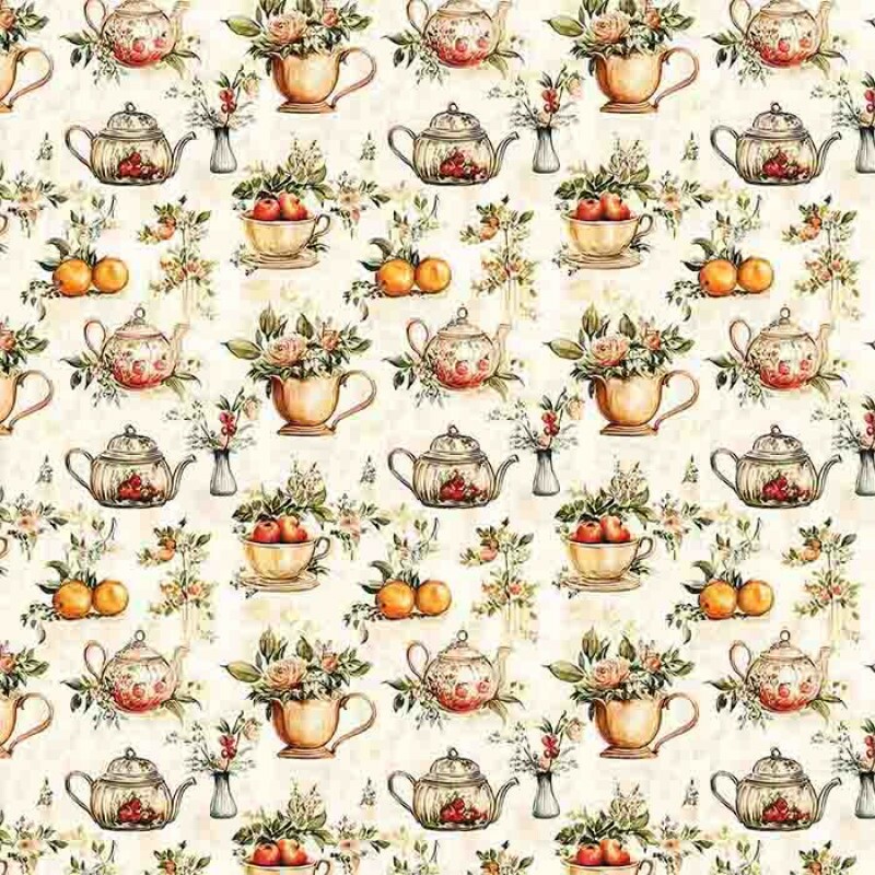 MG25 - TRICOLINE 100% ALGODÃO DIGITAL - COL. VINTAGE KITCHEN - XICARAS E BULES 99619/001 MG25 - TRICOLINE 100% ALGODÃO DIGITAL - COL. VINTAGE KITCHEN - XICARAS E BULES 99619/001