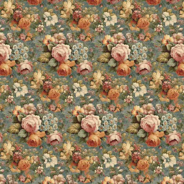 MG25 - SARJA HIDRORREPELENTE  VINTAGE FLORAL GRANDE AZUL 100% ALGODÃO - 00111/001
