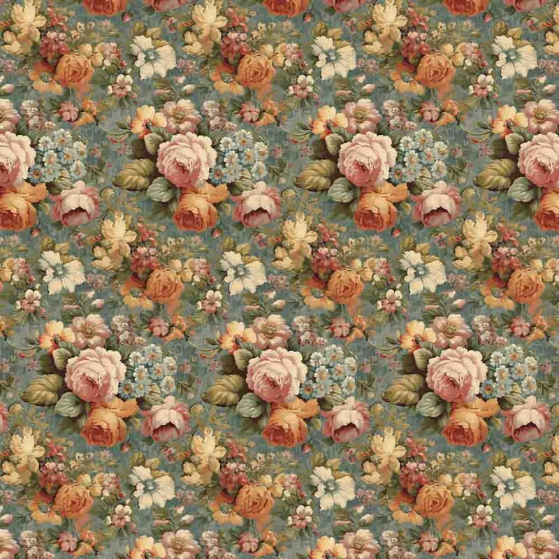 MG25 - SARJA HIDRORREPELENTE  VINTAGE FLORAL GRANDE AZUL 100% ALGODÃO - 00111/001