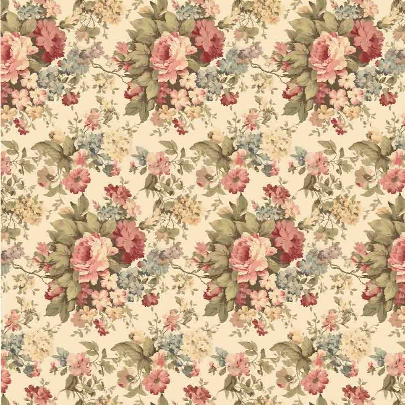 MG25 - SARJA HIDRORREPELENTE VINTAGE FLORAL GRANDE BEGE 100% ALGODÃO - 00110/001