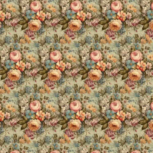 MG25 - SARJA HIDRORREPELENTE VINTAGE FLORAL GRANDE VERDE - 100% ALGODÃO - 00109/001
