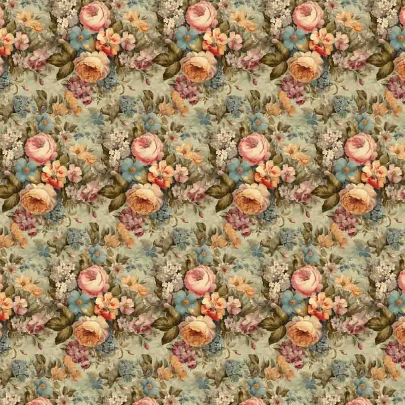 MG25 - SARJA HIDRORREPELENTE VINTAGE FLORAL GRANDE VERDE - 100% ALGODÃO - 00109/001