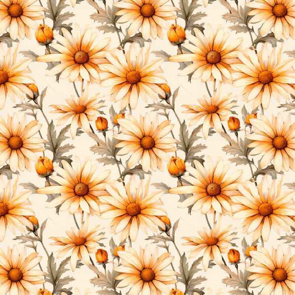AG25 - TRICOL. COLEÇÃO DAISIES - MARGARIDA AMARELA FD CLARO - 100% ALGODAO 00373/001