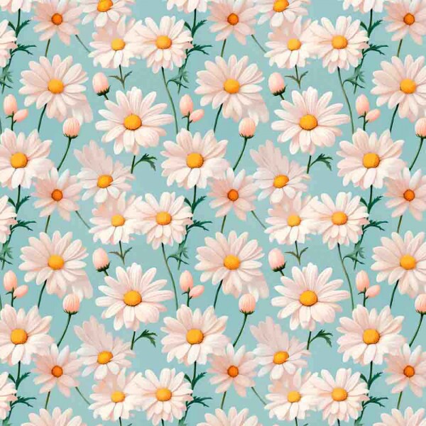 AG25 - TRICOL. COLEÇÃO DAISIES - MARGARIDA BRANCA FUNDO AZUL - 100% ALGODAO 00380/001