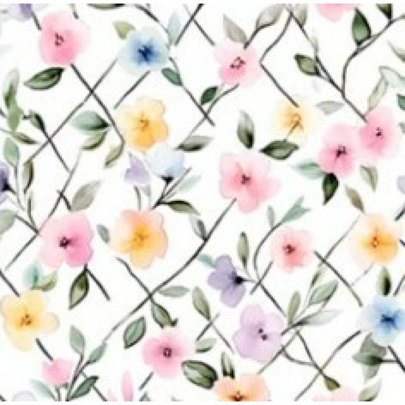 OT25 - TRICOL. COLEÇÃO BLACK BIRD - FLORAL TRELIÇA 100% ALGODÃO 01901/001