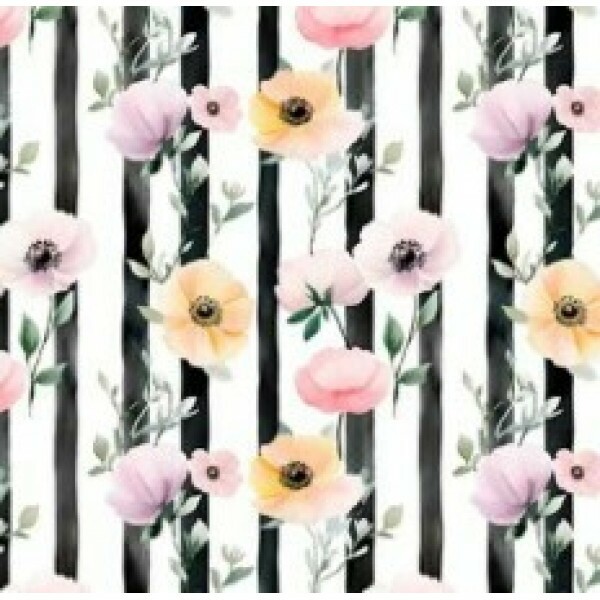 OT25 - TRICOL. COLEÇÃO BLACK BIRD - FLORES COM LISTRAS -100% ALGODÃO 01900/001