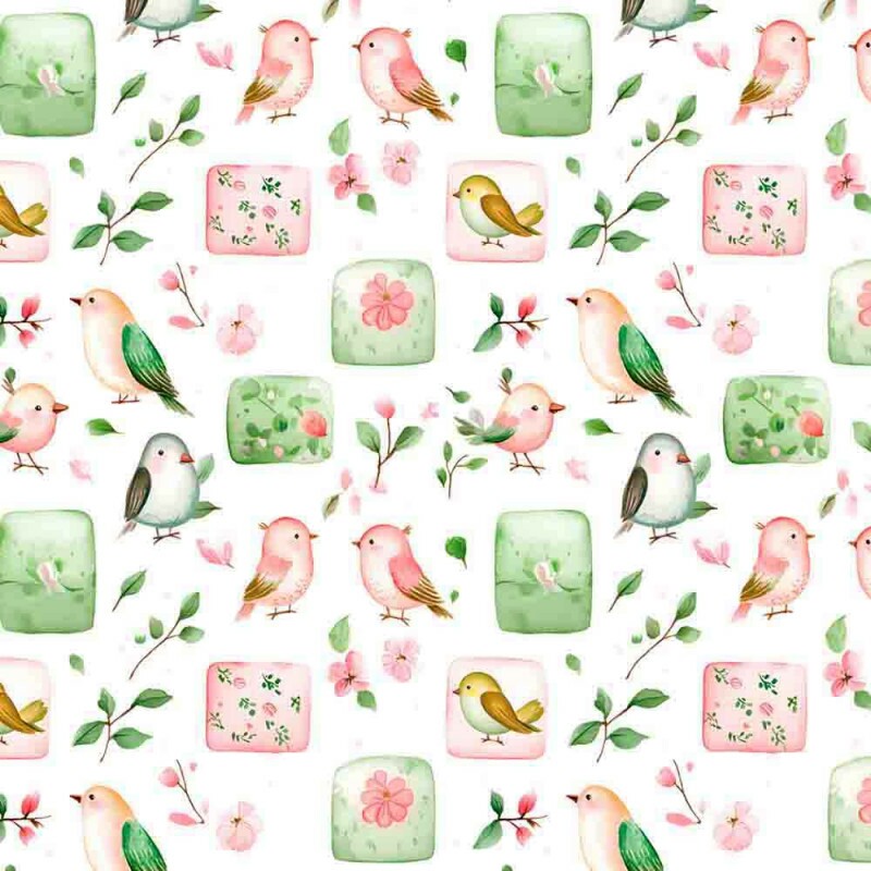 AG25 - TRICOLINE COLEÇÃO GIARDINO PASSARINHO PATCHWORK - 100% ALGODÃO - 00966/001