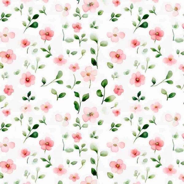 AG25 - TRICOLINE COLEÇÃO GIARDINO FLORAL PEQUENO BRANCO - 100% ALGODÃO - 00964/001