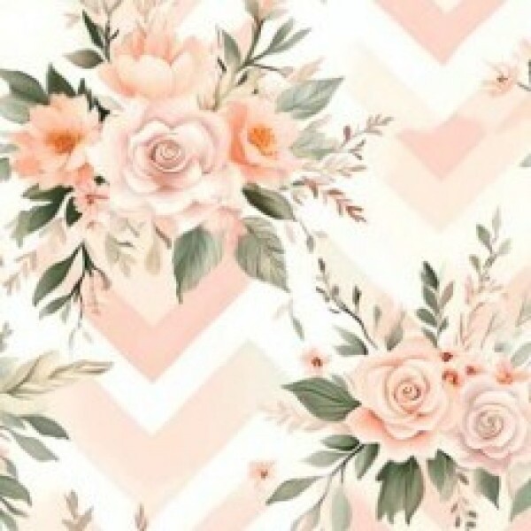 OT25 - TRICOL. COLEÇÃO SPRING BLUSH - FLORAL CHEVRON - 100% ALGODÃO 01938/001