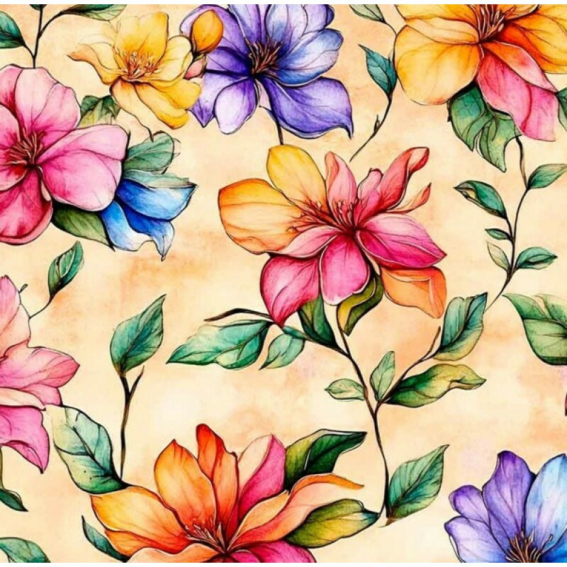 NV25 -TRICOL. COLEÇÃO PETALAS E POESIA - FLORAL FD BEGE - 100% ALGODÃO 01999/001