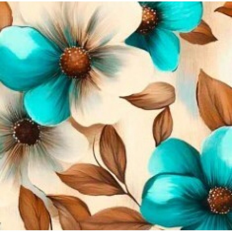 OT25 - TRICOL. COLEÇÃO TURQUOISE - FLORAL GRANDE - 100% ALGODÃO 02005/001