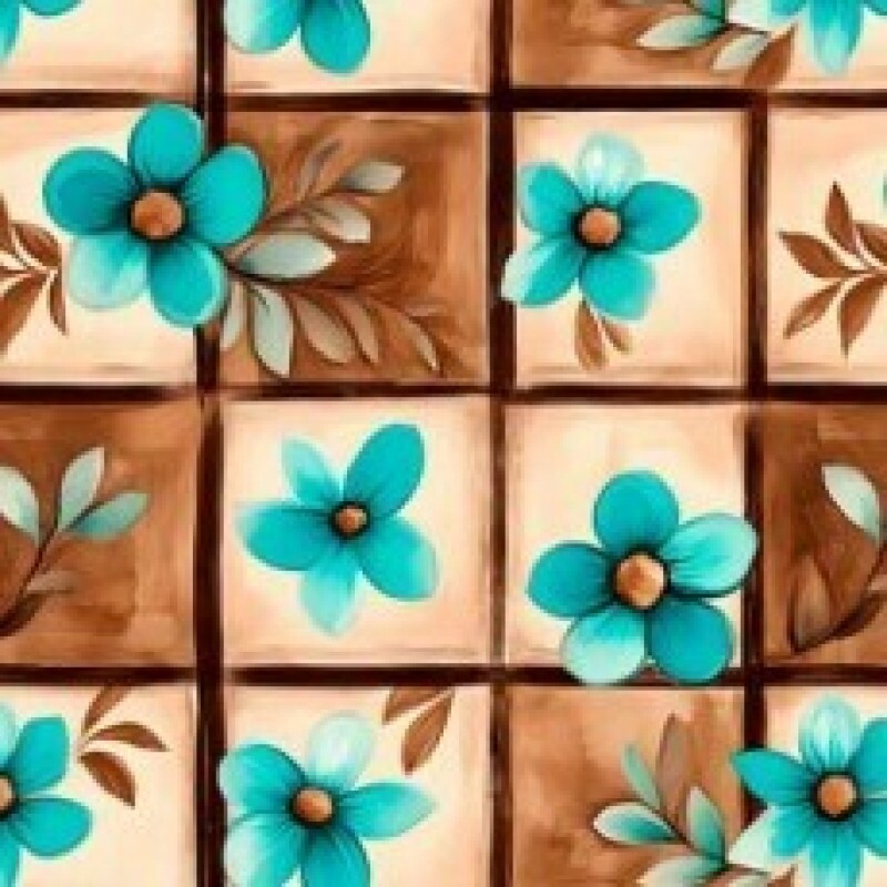 OT25 - TRICOL. COLEÇÃO TURQUOISE - FLORAL FD QUADRADO - 100% ALGODÃO 02006/001