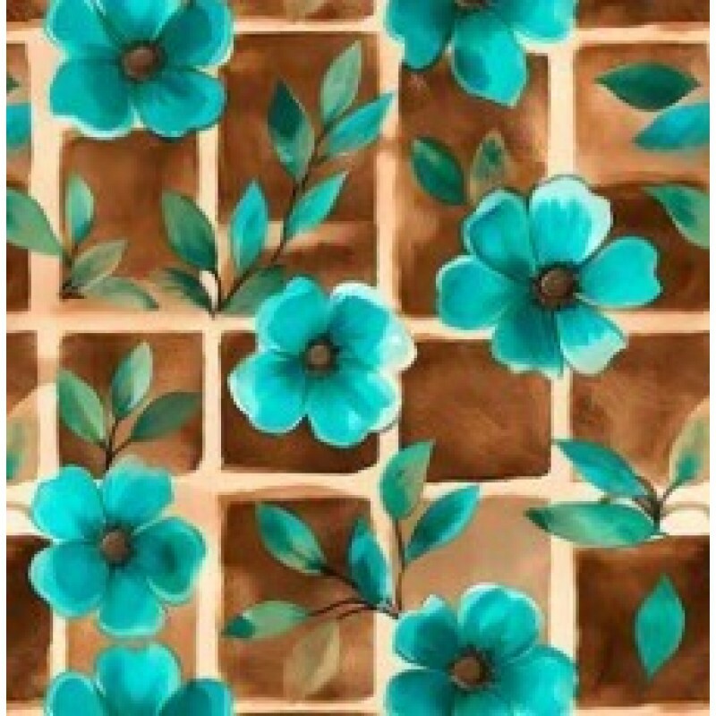 OT25 - TRICOL. COLEÇÃO TURQUOISE - FLORAL FUNDO PATCH - 100% ALGODÃO 02007/001