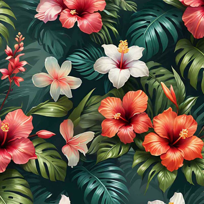 BS - SARJA DIGITAL HIDRORREPELENTE - HIBISCO FUNDO ESCURO - 100% ALGODÃO 01873/001