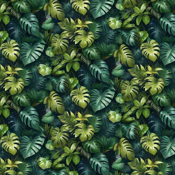 ST25 - TRICOL. COLEÇÃO TROPICAL - FOLHAGEM FUNDO ESCURO - 100% ALGODÃO 01878/001