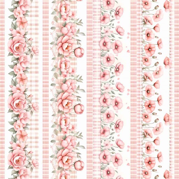 ST25 - TRICOL. COLEÇÃO BARRADOS PEONEIS - ROSAS - 100% ALGODÃO 02026/001