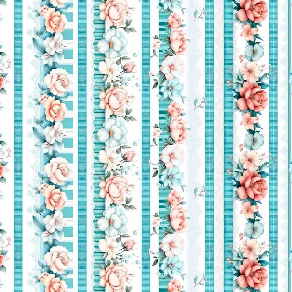 ST25 - TRICOL. COLEÇÃO BARRADOS PEONEIS - ROSAS - TIFANY - 100% ALGODÃO 02023/001