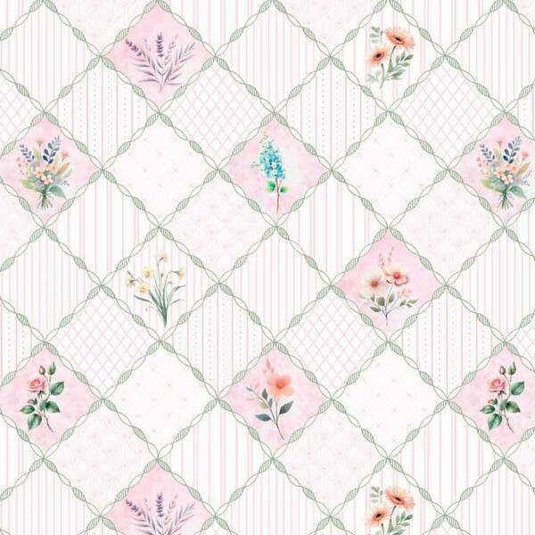 ST25 - TRICOL. COLEÇÃO PROVENCE BABY - TRELIÇAS FLORES - 100% ALGODÃO  02014/001