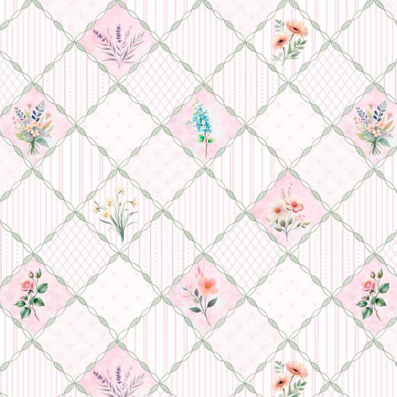 BS - TRICOL. COLEÇÃO PROVENCE BABY - TRELIÇAS FLORES - 100% ALGODÃO 02014/001 BS - TRICOL. COLEÇÃO PROVENCE BABY - TRELIÇAS FLORES - 100% ALGODÃO 02014/001