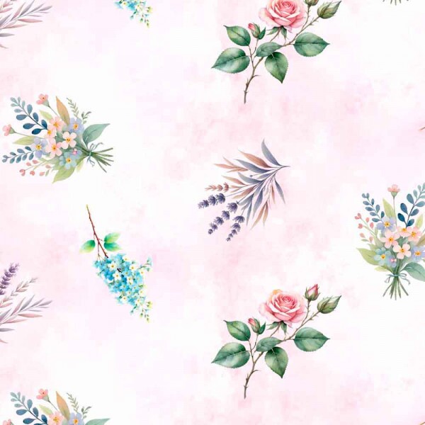 ST25 - TRICOL. COLEÇÃO PROVENCE BABY - FLORAL ESPAÇADO FD ROSA 100% ALGODÃO 02015/001