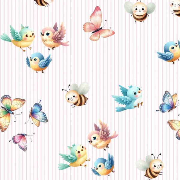 ST25 - TRICOL. COL. PROVENCE BABY - BORBOLETA/PASSARINHO/ABELHA - 100% ALGODÃO 02013/001