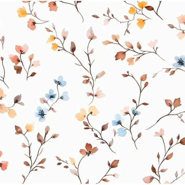 ST25 - TRICOL. COLEÇÃO TINY WATERCOLOR - PETALAS E RAMOS MIUDOS - 100% ALGODÃO 02307/001