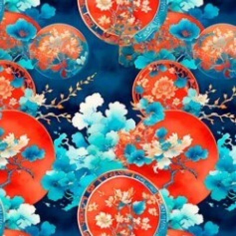 OT25 - TRICOL. COLEÇÃO TESOUROS DO ORIENTE - MANDALAS AZUL - 100% ALGODÃO 03268/001