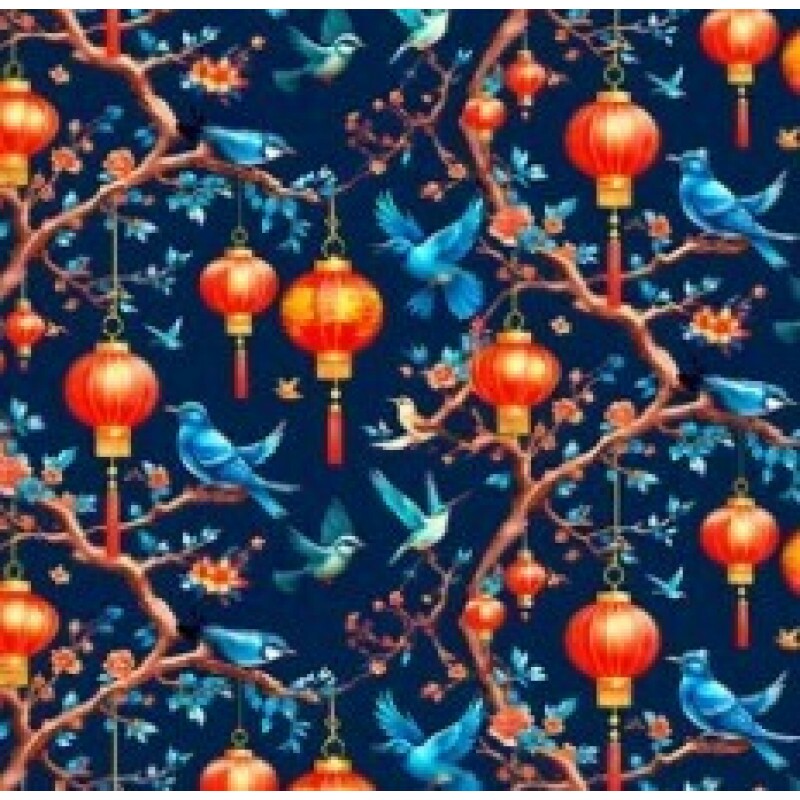 OT25 - TRICOL. COLEÇÃO TESOUROS DO ORIENTE - LUMINARIAS AZUL - 100% ALGODÃO 03267/001