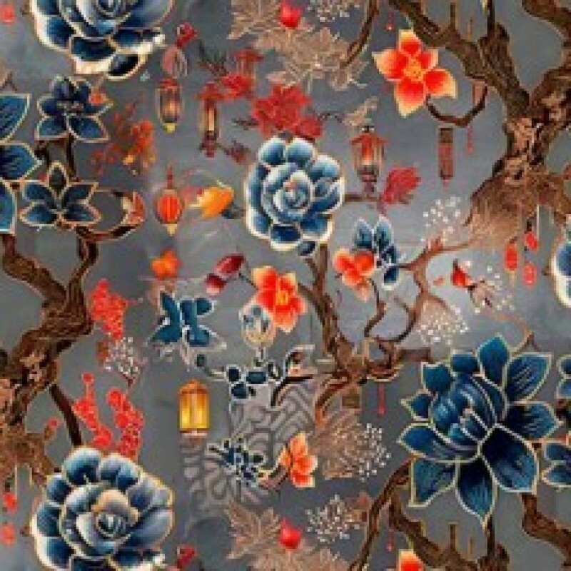 OT25 - TRICOL. COLEÇÃO TESOUROS DO ORIENTE - FLORAL AZUL- 100% ALGODÃO 03266/001